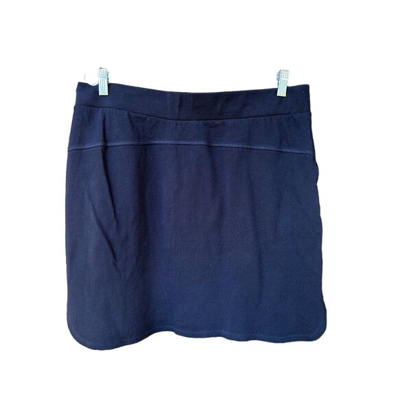 C&C California Womens Skirt XL Navy Knit Drawstring Pull-On Knee Length Pockets - Picture 3 of 4